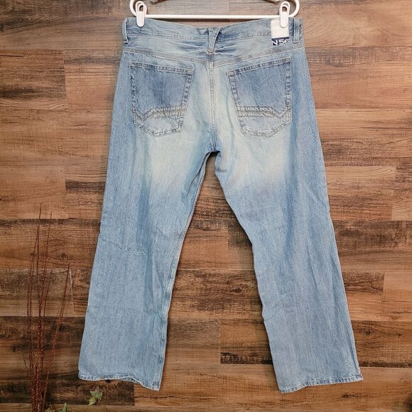 Helix Jeans Mens 34x32 Loose Straight N56 Ripped Medium Light Wash Cotton Denim - Picture 2 of 10